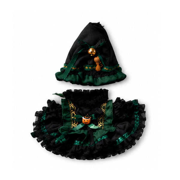 40cm Doll Halloween Witch Costume – Black & Emerald Green Dress Set