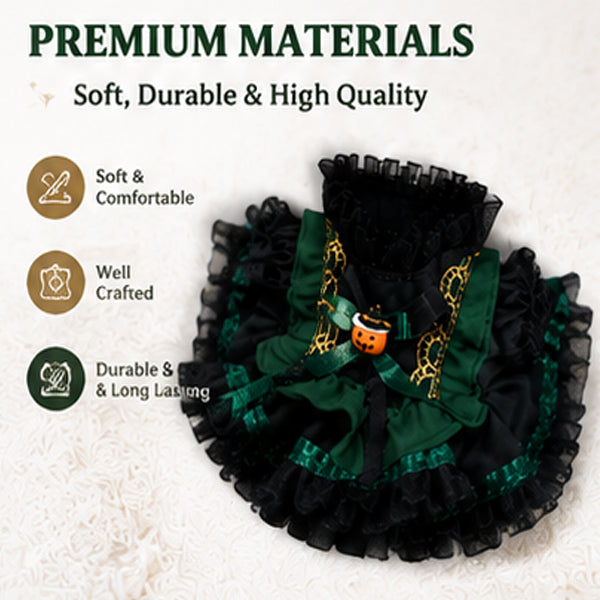 40cm Doll Halloween Witch Costume – Black & Emerald Green Dress Set