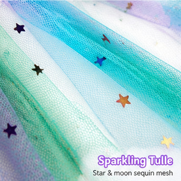 40cm Doll Fairy Princess Dress Set – Pastel Rainbow Tulle Outfit with Matching Headband