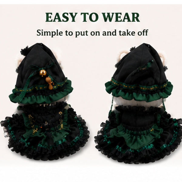 40cm Doll Halloween Witch Costume – Black & Emerald Green Dress Set